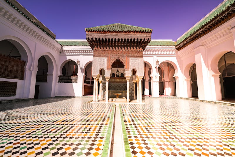 Rooftop terrace view of Marrakech skyline