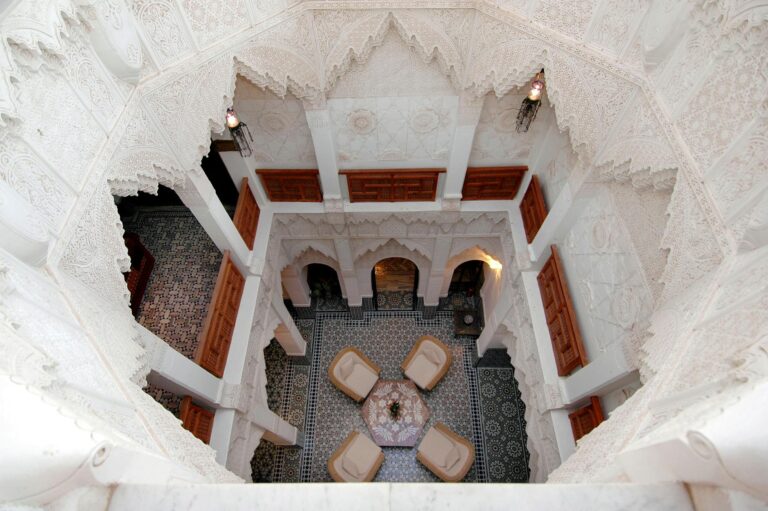 Where to stay in Marrakech riad courtyard inside the medina