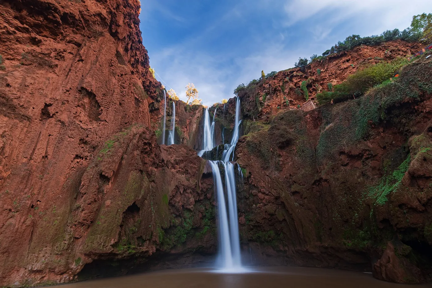 Ouzoud Waterfalls cascading water Morocco