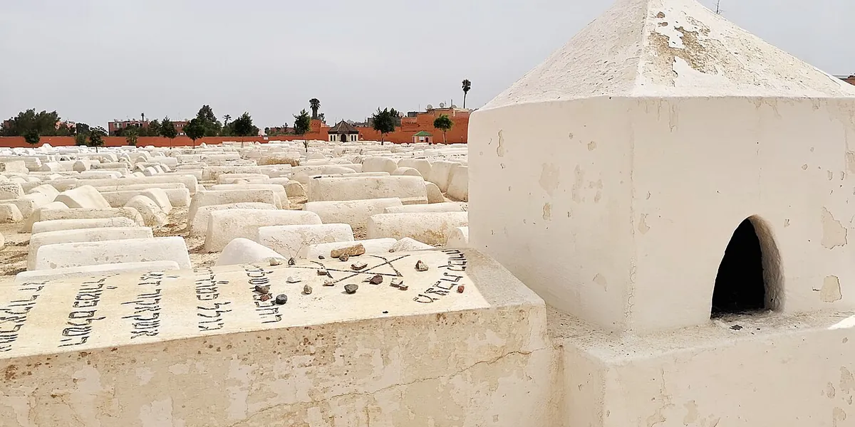 White-washed tombs of the Miaara Jewish Cemetery in the Mellah of Marrakech