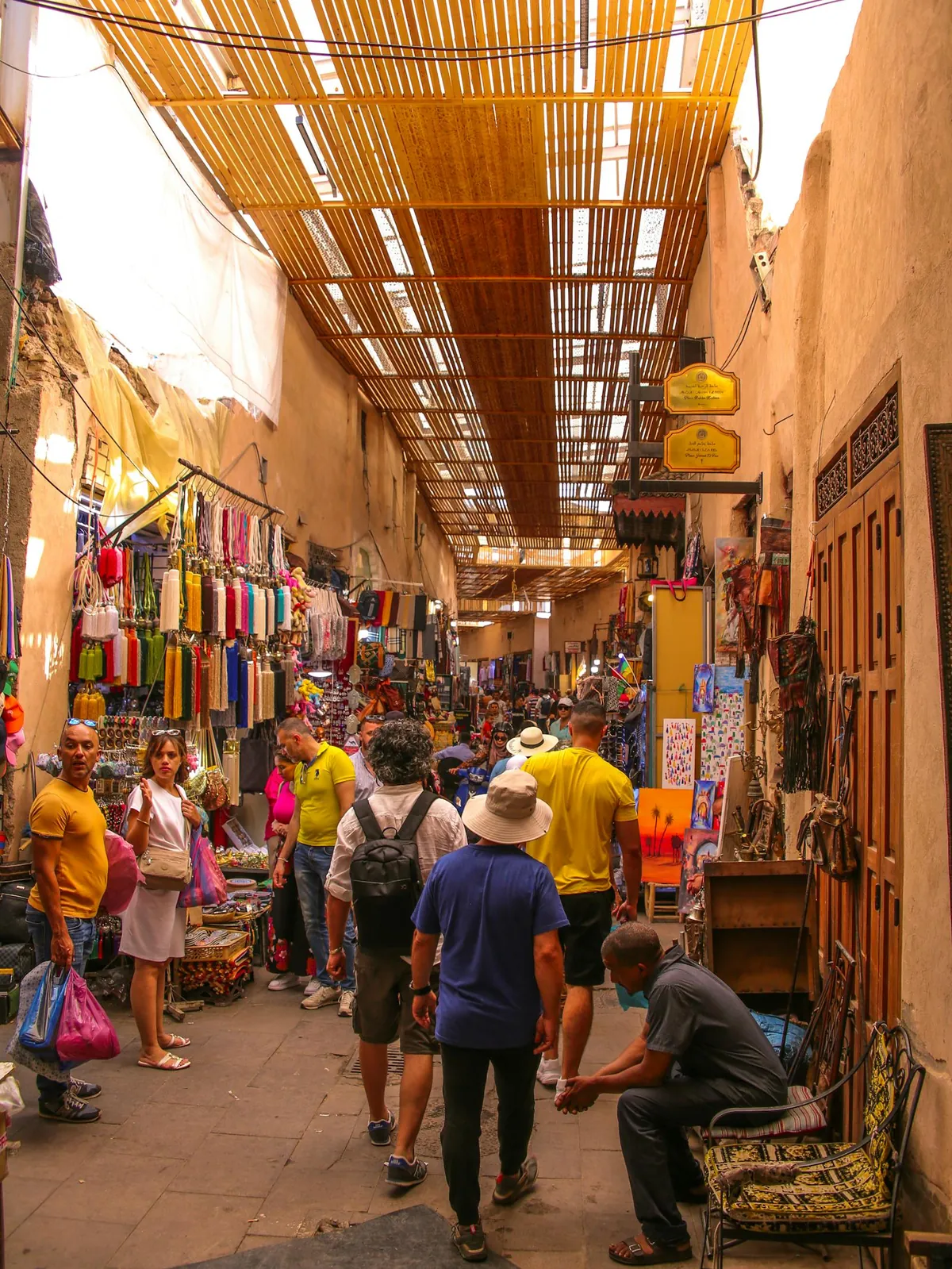Workshops and souk stalls in the southern medina of Marrakech, near the Mellah and Casbah